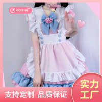 S-4XL大码女仆装 超萌大蝴蝶结洛丽塔连衣裙 女装大佬粉蓝可爱裙