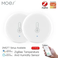 Умный датчик температуры и влажности MOES ZigBee, мини-Термометр-Гигрометр на батарейках с приложением Tuya Smart Life