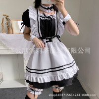 日本黑白色女仆装女装大佬日常萝莉女佣可爱lolita连衣裙大码