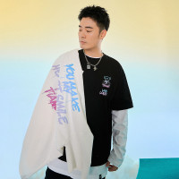 【TianC陳赫】青春休閒漸層字母印花短袖T恤男潮牌寬鬆情侶上衣