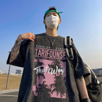 短袖t恤男夏季280克重磅水洗純棉美式高街嘻哈大尺碼潮牌半袖T恤衫