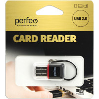 Картридер microSD(G)-USB(A) Perfeo, черный