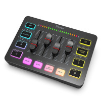 FIFINE игровой usb-миксер с 4-канальным/XLR микрофонным интерфейсом/RGB, звуковой Миксер для игры Podcast streamligame SC3W