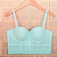 厂家现货弹力网内衣外穿塑身瑜伽舞蹈胸衣有胸垫卡卡美背吊带背心