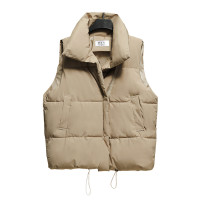 韩版街2022秋冬蓬松棉立领新款拉链棉衣棉服马甲马夹外套背心外套