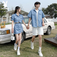 花花公子辣妹情侶裝一裙一衣2023新款小眾設計感一長一短潮牌夏裝