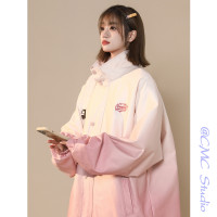 粉色漸層色外套女美式復古chic港風紮染上衣獨特超好看減齡棒球服