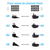 Адаптер питания, вилка 5 В, 12 В, 24 В, стандартный трансформатор для Великобритании, Австралии, США, ЕС, вилка, конвертер 1 А, 2 А, 3 А, 4 а, 5 А, 6 А, 10 А для планшетов