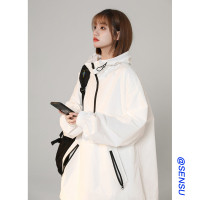 黑色衝鋒衣外套女春季2023新款洋派chic高級感寬鬆運動連帽夾克潮