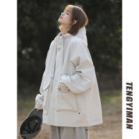 美式衝鋒衣外套女2023新款春秋登山服戶外防風防水機能風工裝外套