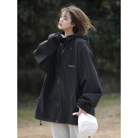 歐美hiphop外套女春秋款工裝衝鋒衣vintage美式防曬爬山防風衣服