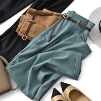 休闲百搭西装裤女2023春秋直筒宽松高腰显瘦锥形西裤烟管裤子九分