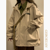 衝鋒衣外套女復古高級設計感小眾春季ulzzang防水美式工裝夾克潮