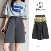萝卜大叔西装短裤女2023夏季薄款宽松高腰直筒显瘦休闲阔腿五分裤