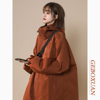 咖色衝鋒衣外套女解構風高級感炸街上衣春秋戶外防風防水工裝夾克