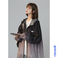 胖MM防曬衣女款夏季漸層色透氣防曬服外套薄款透氣寬鬆設計感上衣