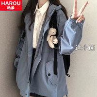 初中高中學生工裝外套少女春秋裝2023新款韓版寬鬆休閒夾克上衣服
