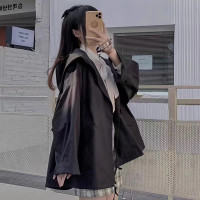 外套女春夏季2023新款學生氣質寬鬆薄款情侶夾克開衫連帽風衣ins