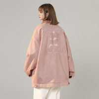 麂皮絨美式衛衣女春季2023新款大尺碼寬鬆長袖上衣復古設計感外套潮