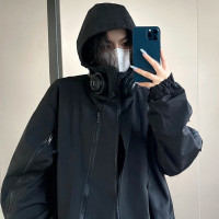 衝鋒衣外套女秋冬季vintage寬鬆美式大尺碼情侶裝風衣夾克棉服潮ins