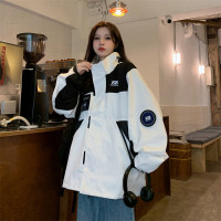 大尺碼2-300斤白色雙層外套白色衝鋒衣外套女秋冬季加棉戶外夾克