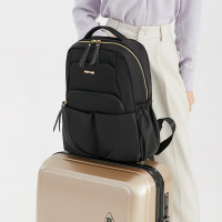 背包女14寸电脑双肩包商务通勤简约牛津布女士旅行大容量学生书包