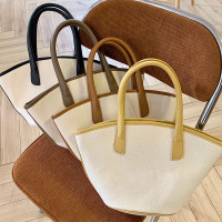 手提帆布包包大容量女百搭款2023新款时尚斜挎水桶菜篮子托特包