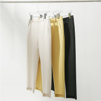 裤子女2023秋季新款烟管裤哈伦小个子九分女裤脚口不规则休闲西裤