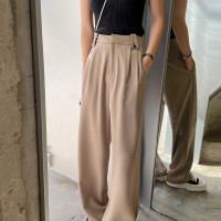 莉之绮阔腿西装裤女宽松新款显瘦高腰垂坠感拖地裤女裤批发111091