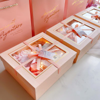 透明正方形礼品包装盒婚庆伴手礼盒精美生日礼物天地盖蝴蝶结礼盒
