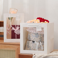 正方形大号透明开窗礼品袋梯形花束橱窗袋鲜花礼物手提袋厂家批发