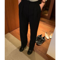 现货2023秋季新款韩国东大门M*NE高腰百搭显瘦深蓝色拖地西裤长裤