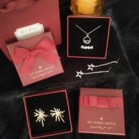 现货品质酒红蝴蝶结首饰盒项链戒指盒创意款饰品手链包装盒耳饰盒