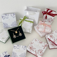 新品  植物风法式文艺饰品首饰穿戴甲包装盒戒指耳钉耳环项链手链
