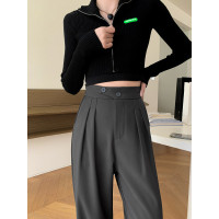 豆沙绿阔腿西装女韩国iins高腰春夏秋宽松休闲裤直筒垂感气质女裤