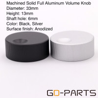 Обработанная прочная полностью алюминиевая кнопка регулировки громкости для усилителя проигрывателя CD проигрывателя радио ЦАП потенциометр 33x13 мм черный серебристый