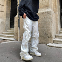 歐美高街褲子機能vibe風不規則設計潮牌寬鬆直筒工裝休閒運動長褲