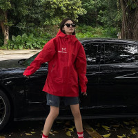 紅色連帽戶外衝鋒衣外套女春季新款氣質寬鬆顯瘦高級運動防風上衣