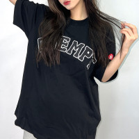 LIFE CAVEMPT刺繡情侶裝t恤 日系黑色白色ce短袖男夏季衣服潮牌女