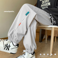 NASA冰絲褲男款夏季薄款潮流青少年學生衛褲寬鬆大尺碼休閒運動褲子