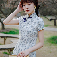 贝之韵2023春夏少女旗袍连衣裙 文艺清新修身改良气质旗袍年轻款