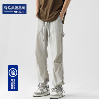 森馬集團棉致休閒冰絲褲男夏季薄款高街空調褲涼感百搭拖地長褲子