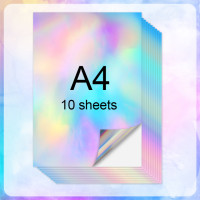 10 листов голографической бумаги A4, Виниловая наклейка, этикетка с печатью, самоклеящаяся бумажная наклейка, водостойкий Лазерный цвет для струйной печати