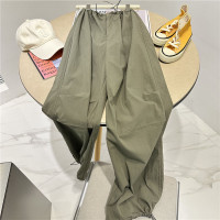 大尺碼300斤美式復古工裝休閒褲男女夏季寬鬆抽繩褲子ins闊腿長褲