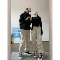 美式工裝降落傘褲寬鬆褶皺日系慵懶風男裝褲子情侶夏季潮牌燈籠褲