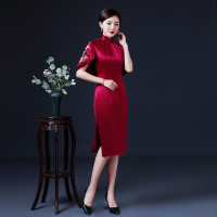 新款婚礼妈妈礼服 修身洋气旗袍喜婆婆婚宴装春夏款连衣裙衣 旗袍