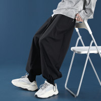 日系oversize褲子高街ins潮牌燈籠褲男寬鬆闊腿運動風九分褲垂滑