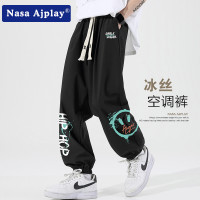 NASA官方旗艦店垂墜感九分褲子男款夏季青少年束腳冰絲印花空調褲