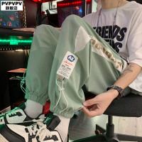 冰絲運動褲男夏季薄款ader高街潮牌束腳寬鬆oversize垂感休閒褲子