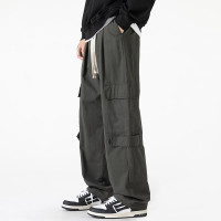 山系工裝褲男夏季薄款美式復古潮牌寬鬆春秋直筒休閒長褲高街褲子